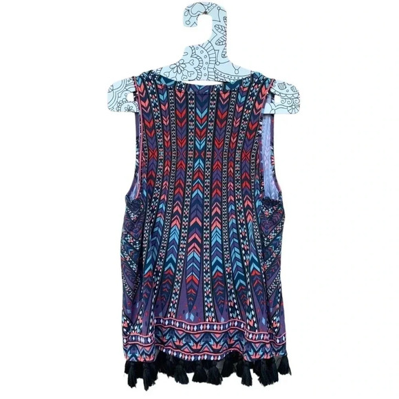 TART Women's Emory Tassel Fringe Tank Top Peacock Stripe Size M - Picture 5 of 9